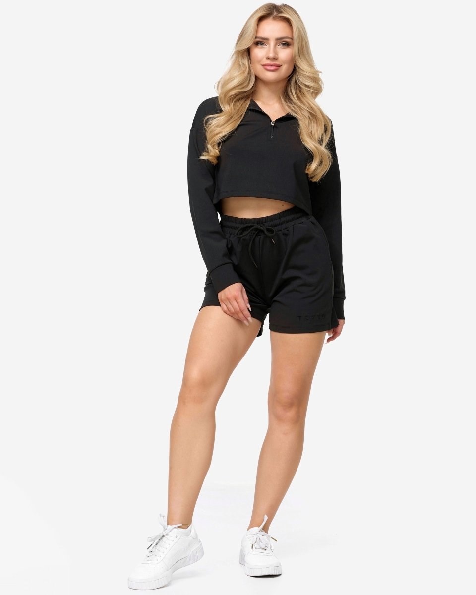 TEVEO Charming Oversized Shorts Schwarz | 615243KQD