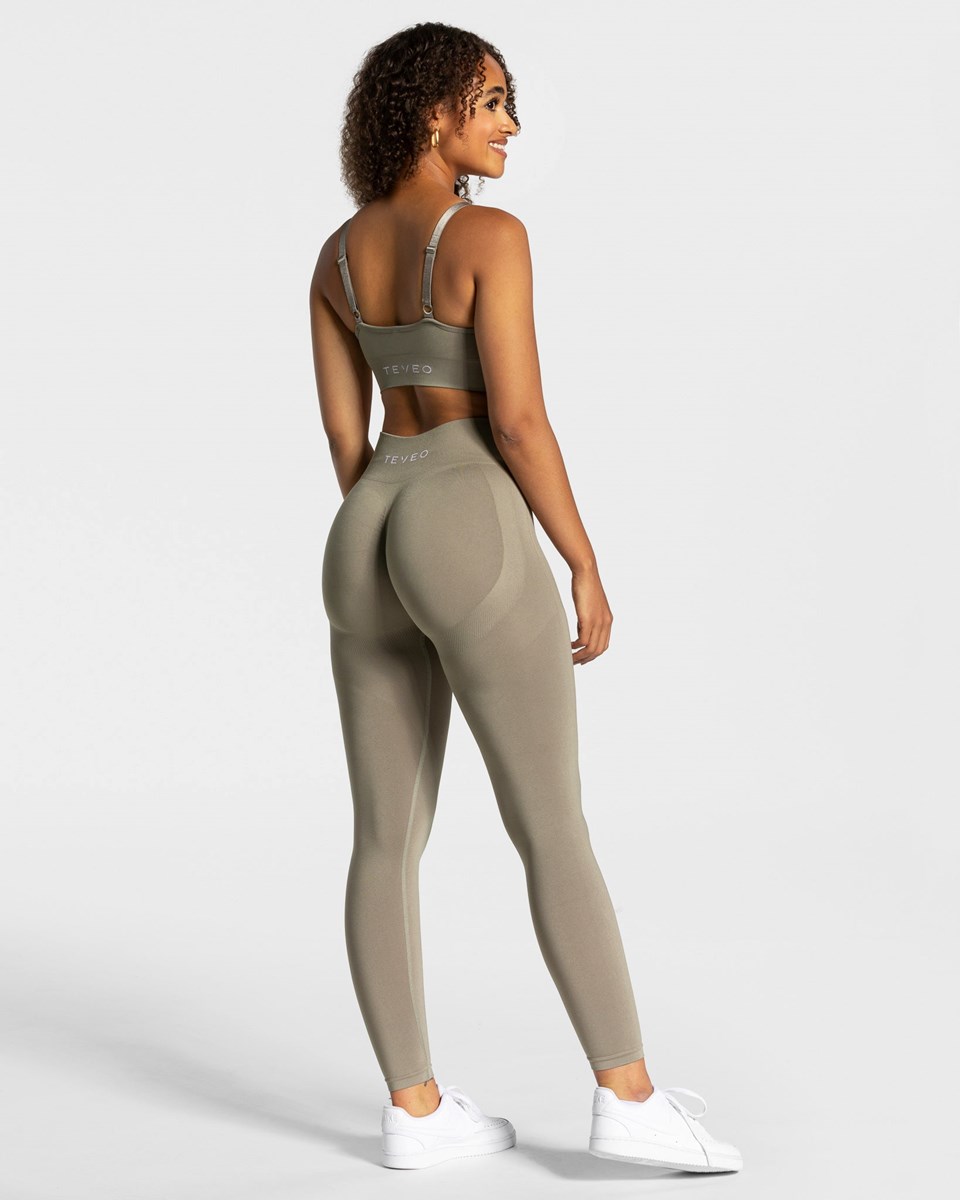 TEVEO Charming Scrunch Leggings Khaki | 649210DYW