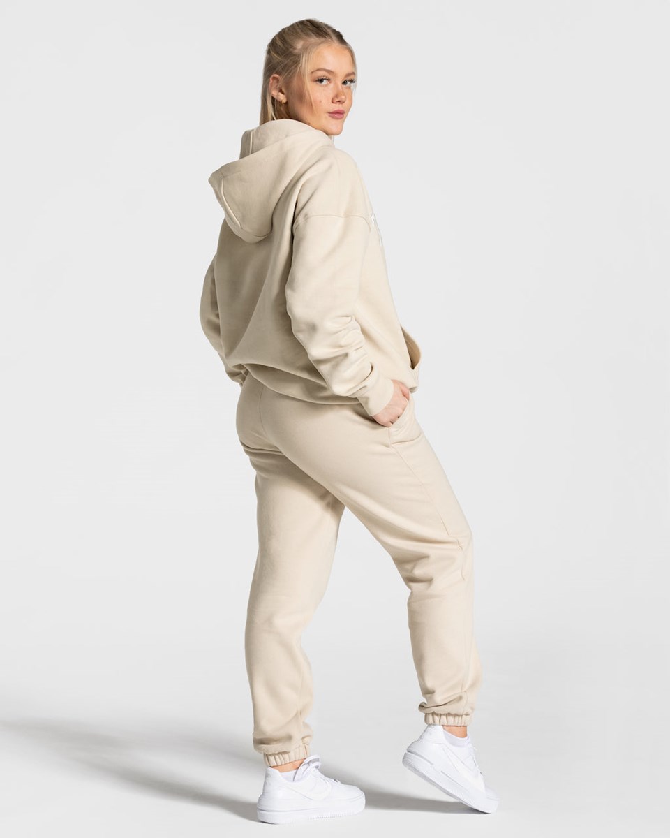 TEVEO College Oversized Hoodie Beige | 308491JSO