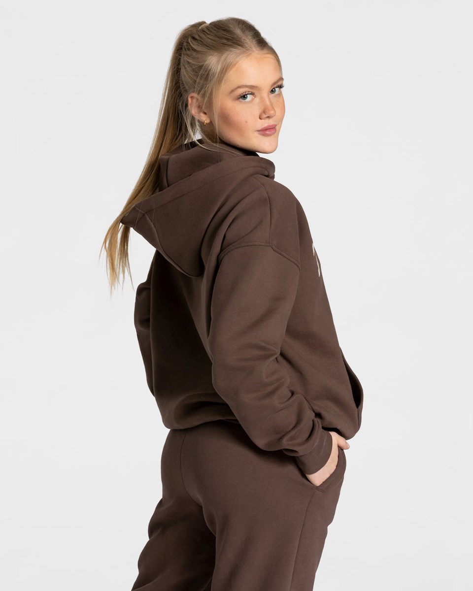 TEVEO College Oversized Hoodie Dunkelbraun | 821506AXE