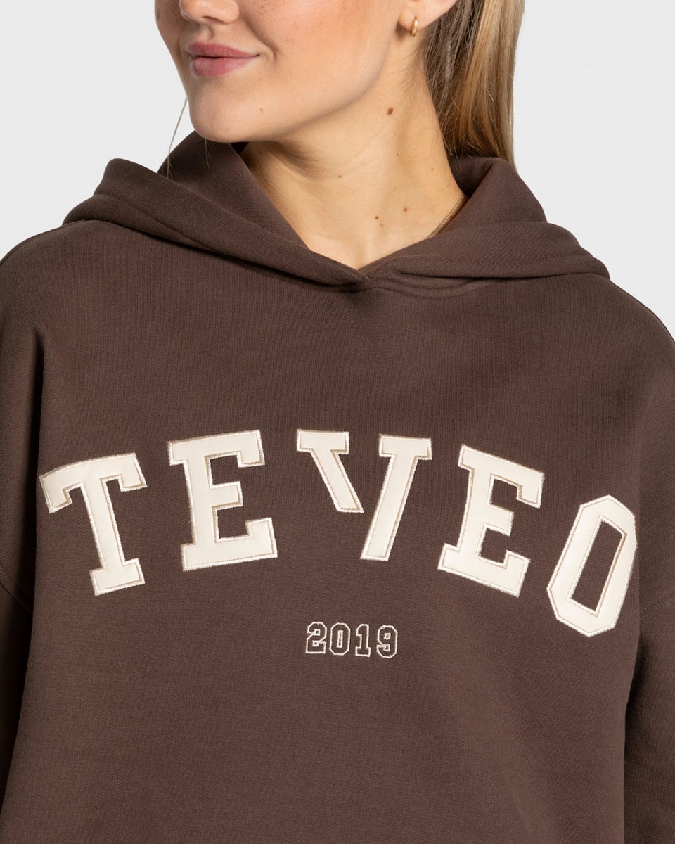 TEVEO College Oversized Hoodie Dunkelbraun | 821506AXE