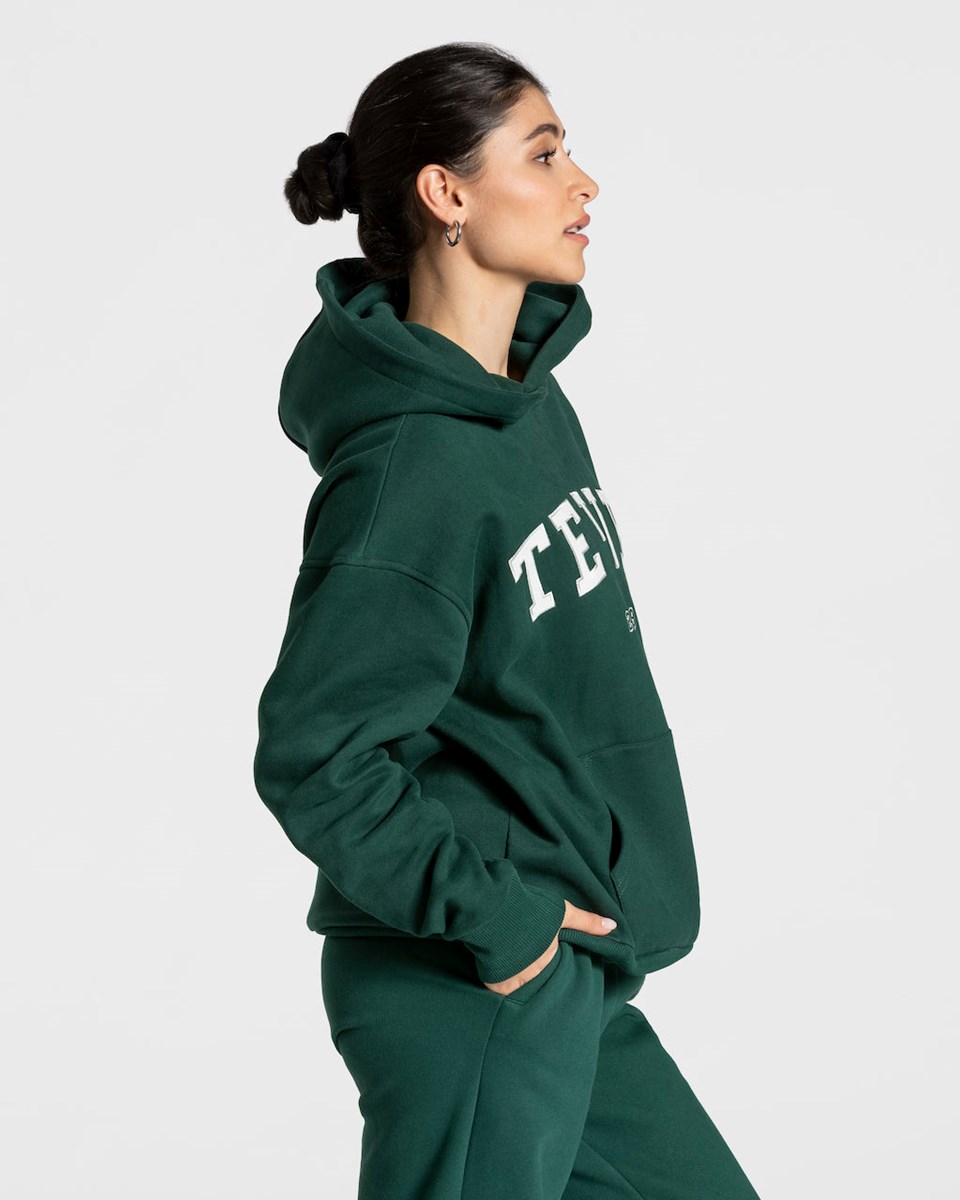 TEVEO College Oversized Hoodie Dunkelgrün | 629513IUQ