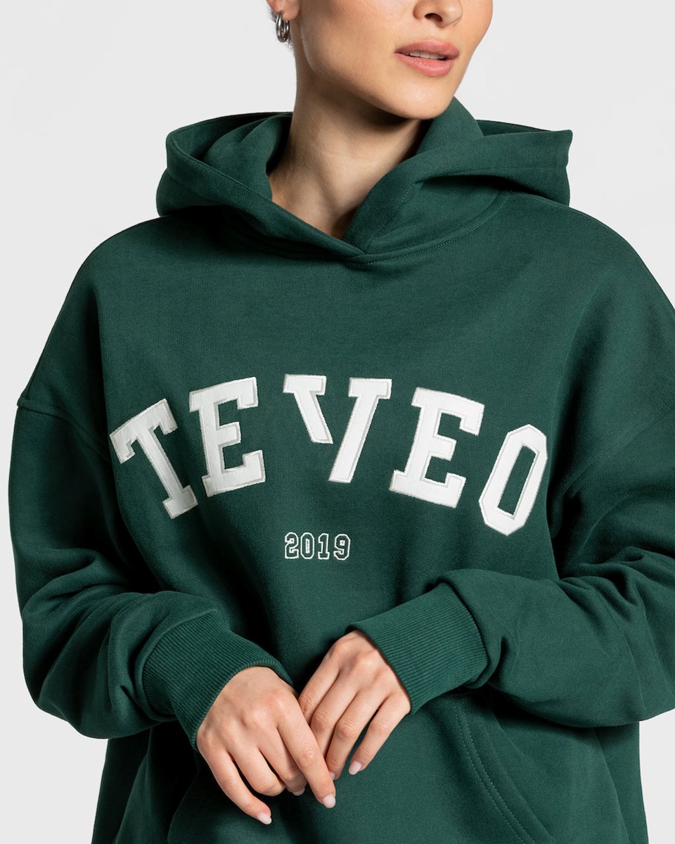 TEVEO College Oversized Hoodie Dunkelgrün | 629513IUQ