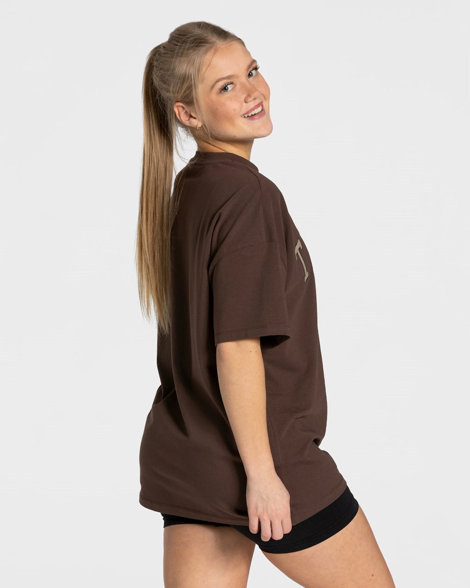 TEVEO College Oversized T-Shirt Dunkelbraun | 586304UNX