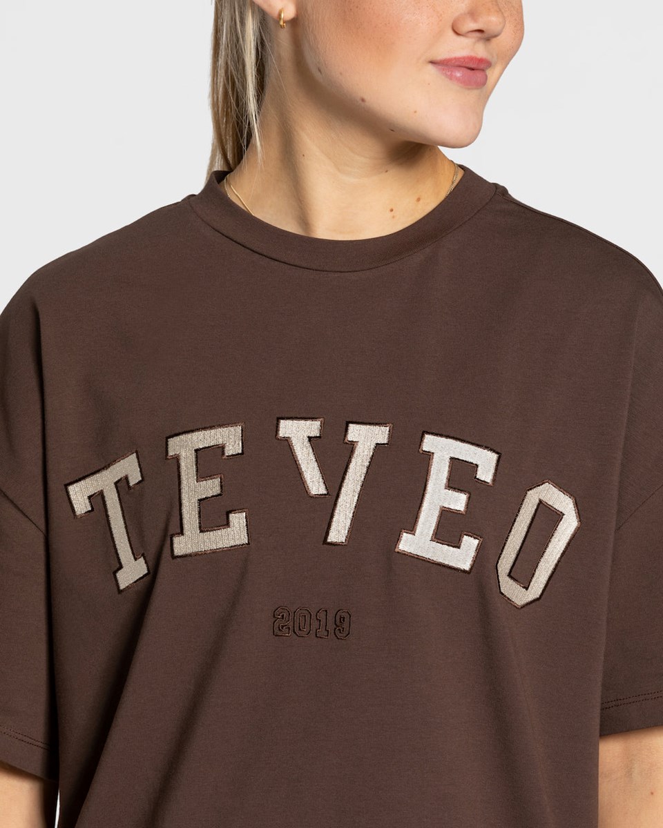 TEVEO College Oversized T-Shirt Dunkelbraun | 586304UNX