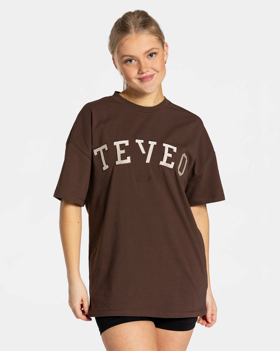 TEVEO College Oversized T-Shirt Dunkelbraun | 586304UNX