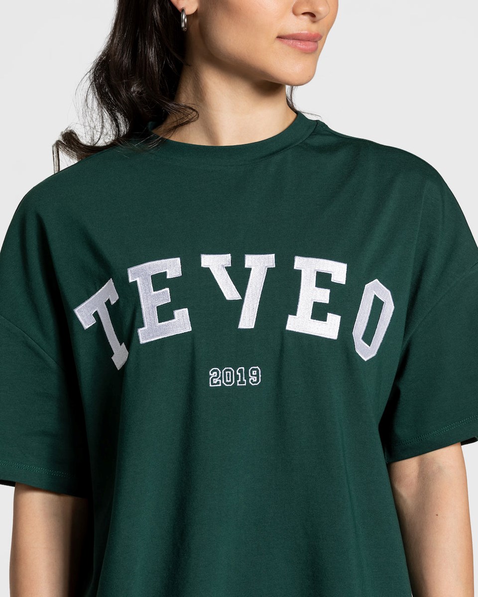 TEVEO College Oversized T-Shirt Dunkelgrün | 631024CKR