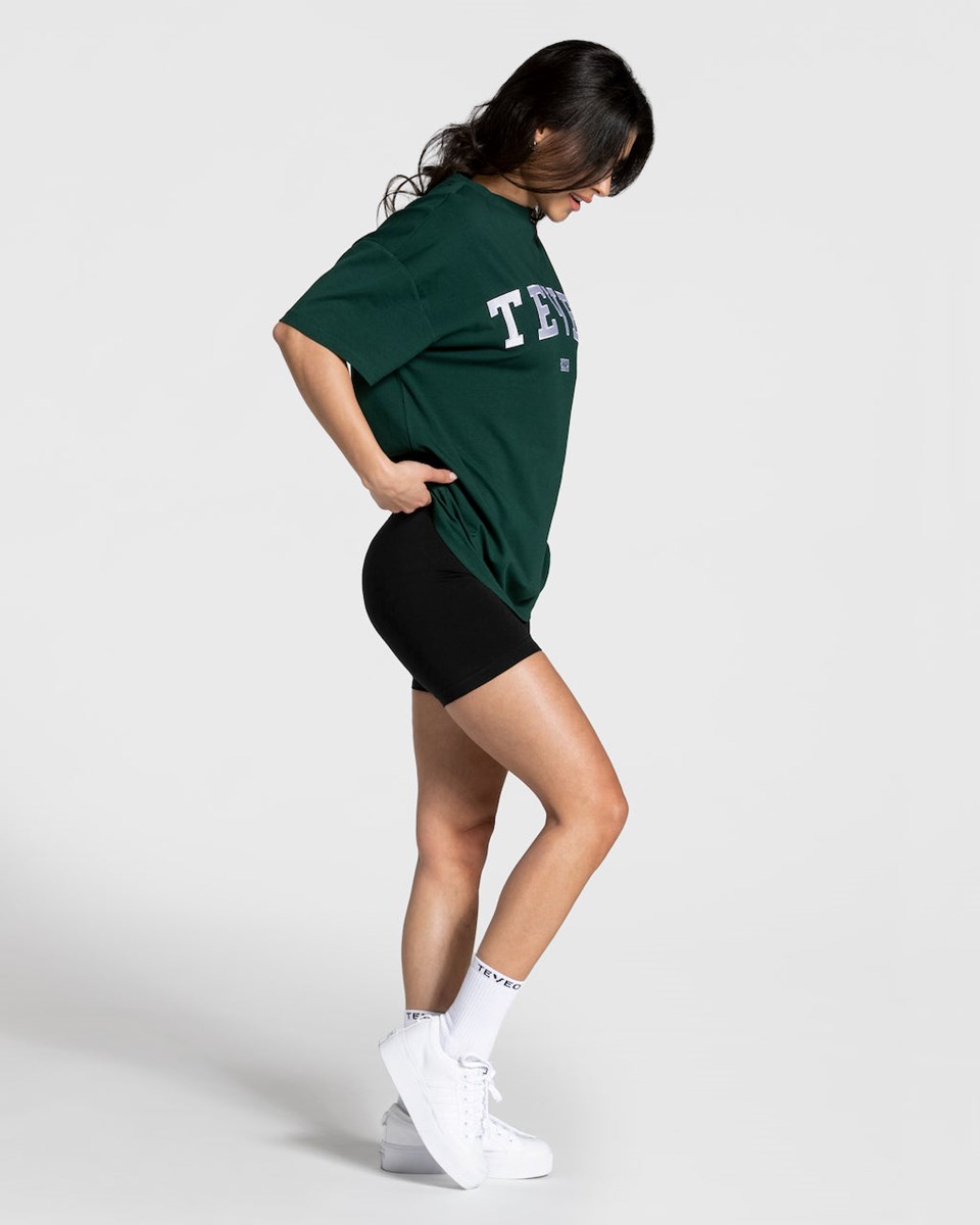 TEVEO College Oversized T-Shirt Dunkelgrün | 631024CKR