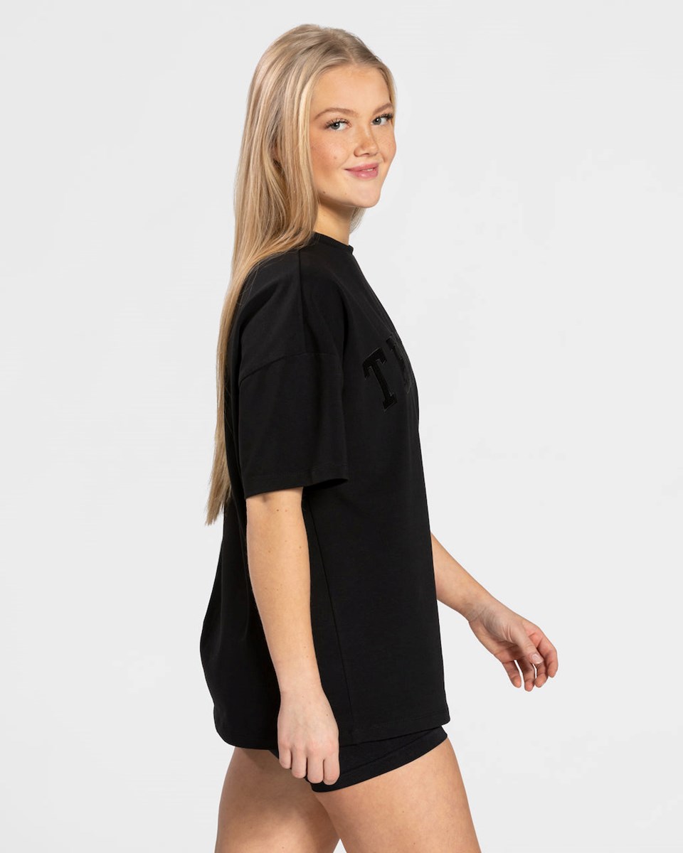 TEVEO College Oversized T-Shirt Schwarz | 064183ALX