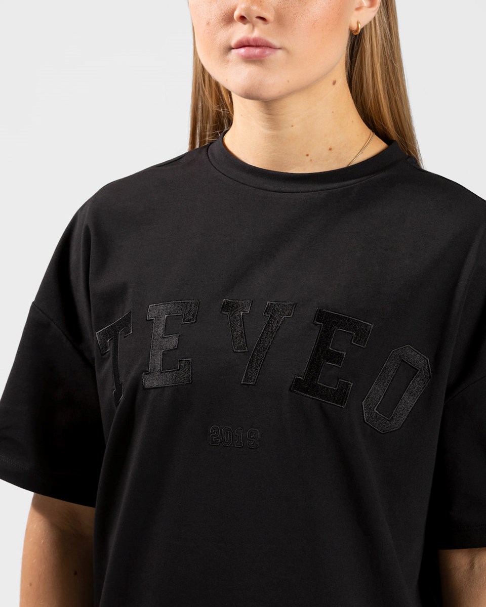 TEVEO College Oversized T-Shirt Schwarz | 064183ALX