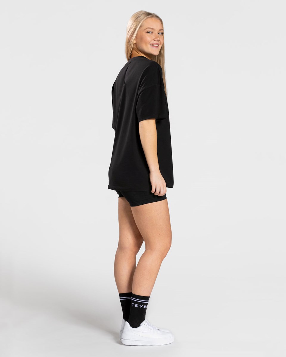 TEVEO College Oversized T-Shirt Schwarz | 064183ALX