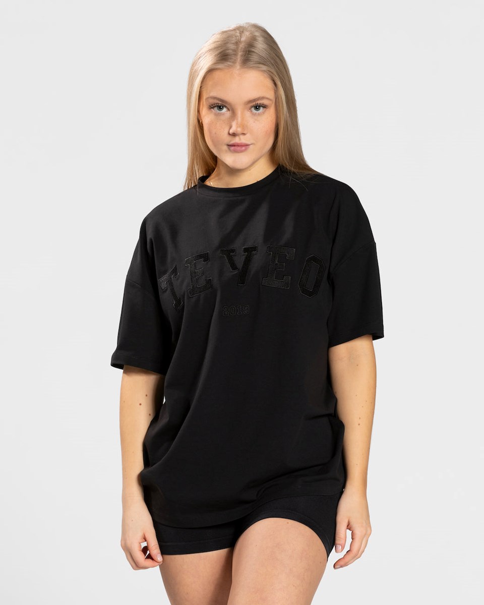 TEVEO College Oversized T-Shirt Schwarz | 064183ALX