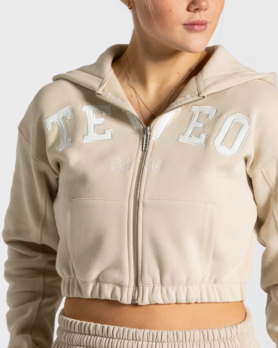 TEVEO College Zip Hoodie Beige | 915278QWV