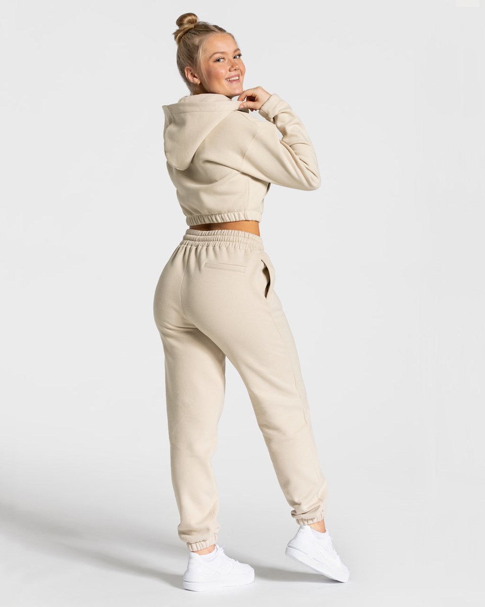 TEVEO College Zip Hoodie Beige | 915278QWV
