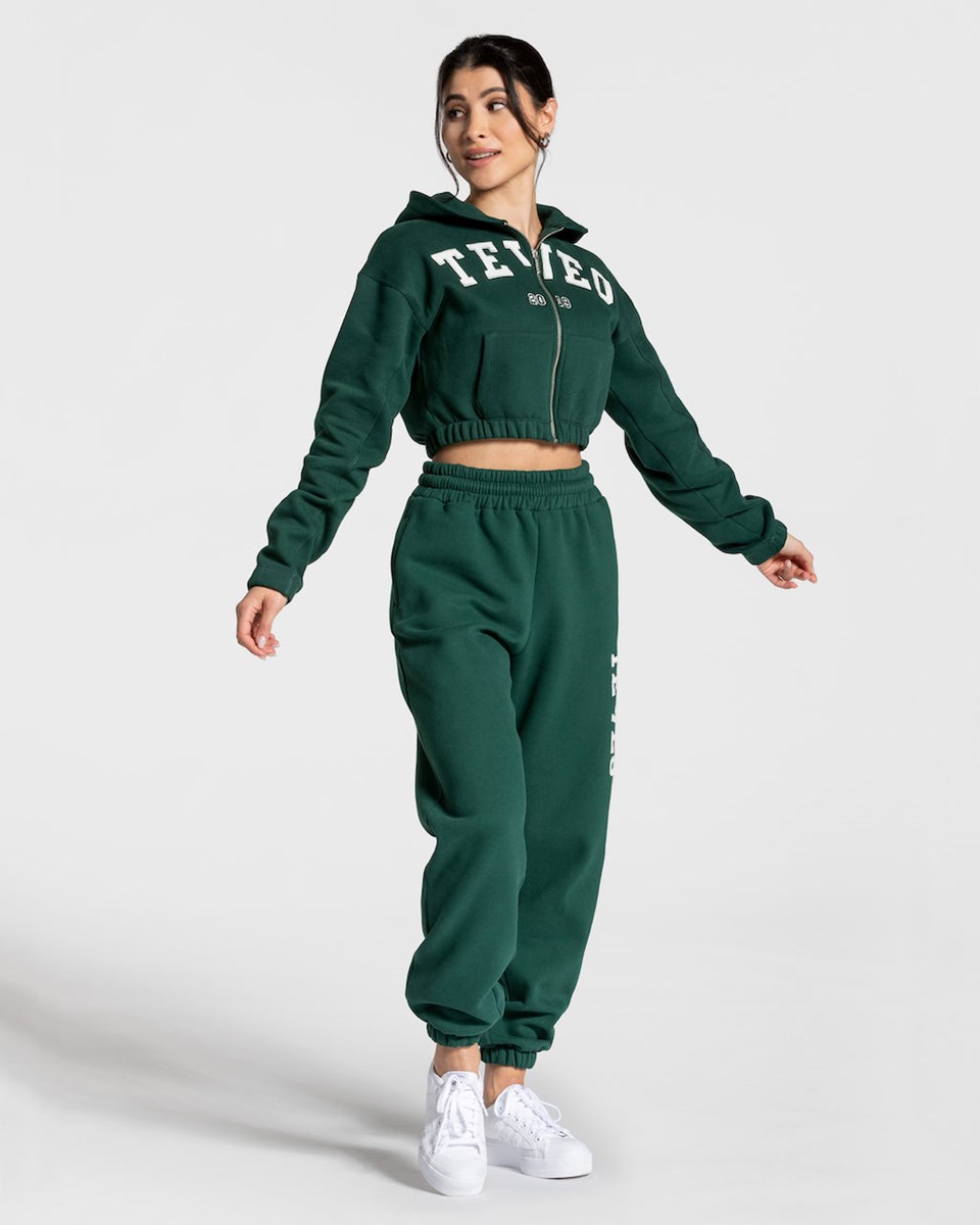 TEVEO College Zip Hoodie Dunkelgrün | 254819WDO