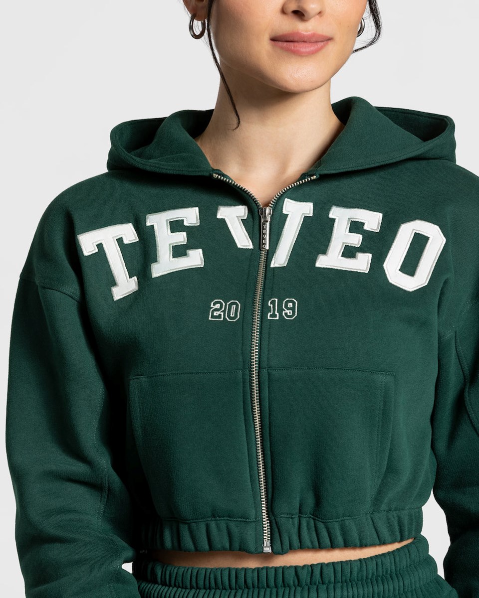 TEVEO College Zip Hoodie Dunkelgrün | 254819WDO
