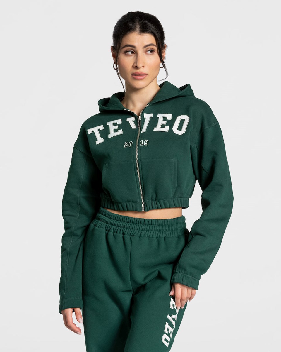 TEVEO College Zip Hoodie Dunkelgrün | 254819WDO