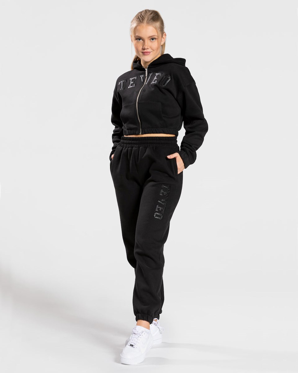 TEVEO College Zip Hoodie Schwarz | 068415ZWT