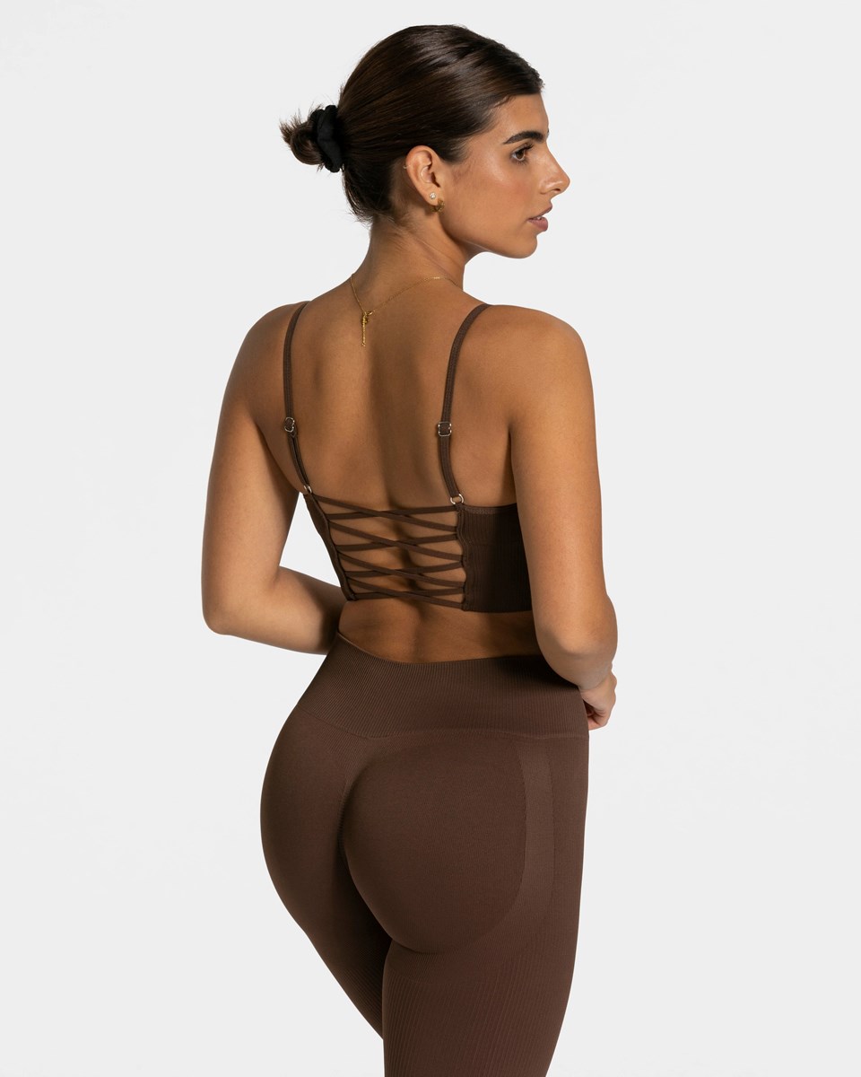 TEVEO Elegant Cross Top Dunkelbraun | 239870HDG