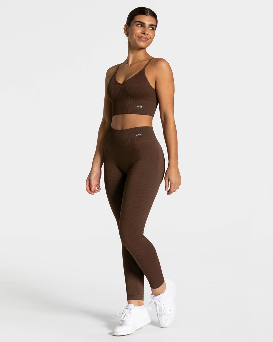 TEVEO Elegant Cross Top Dunkelbraun | 239870HDG