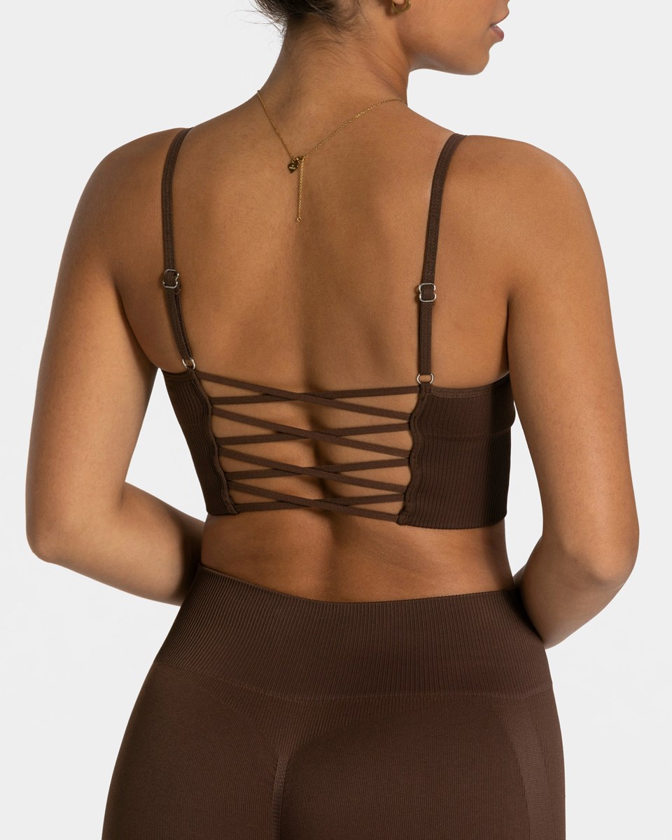 TEVEO Elegant Cross Top Dunkelbraun | 239870HDG
