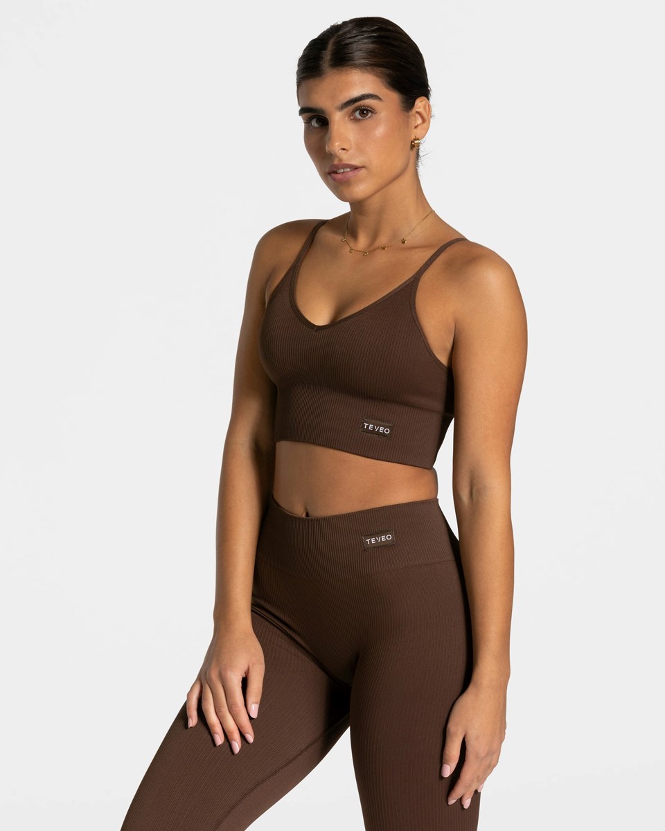 TEVEO Elegant Cross Top Dunkelbraun | 239870HDG