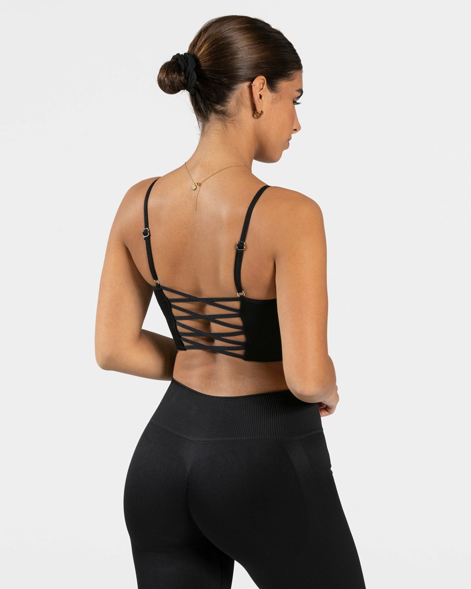 TEVEO Elegant Cross Top Schwarz | 561279EUY