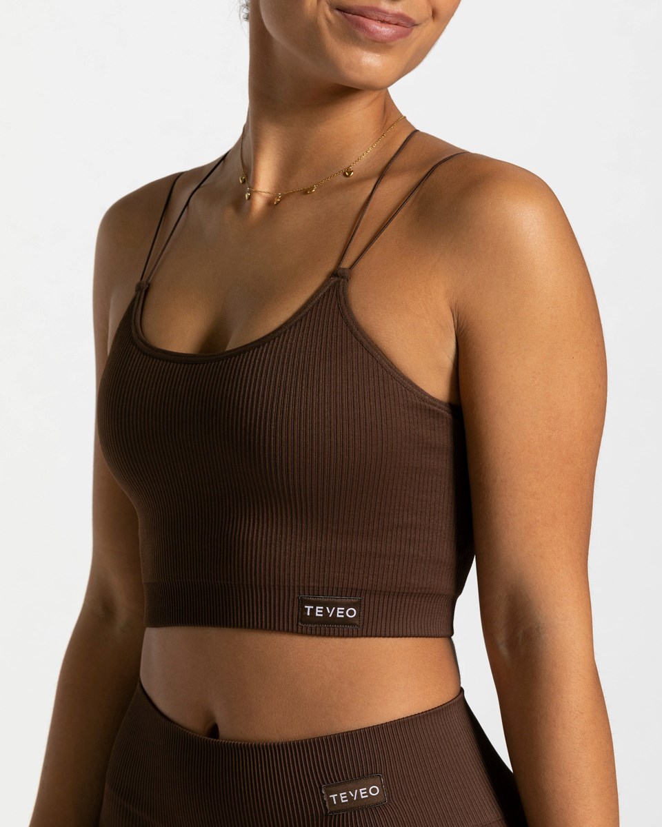 TEVEO Elegant Riemen Top Dunkelbraun | 701294DJM