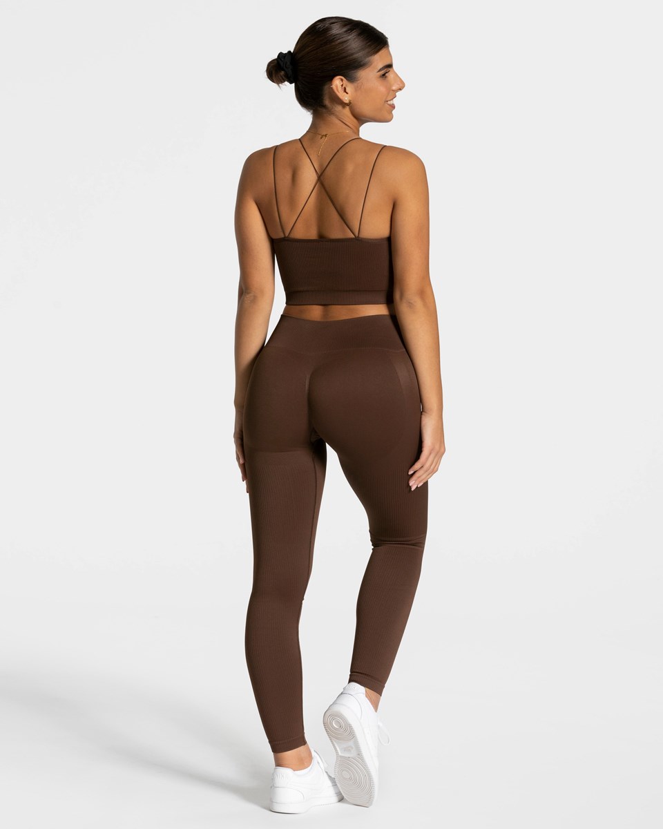 TEVEO Elegant Riemen Top Dunkelbraun | 701294DJM