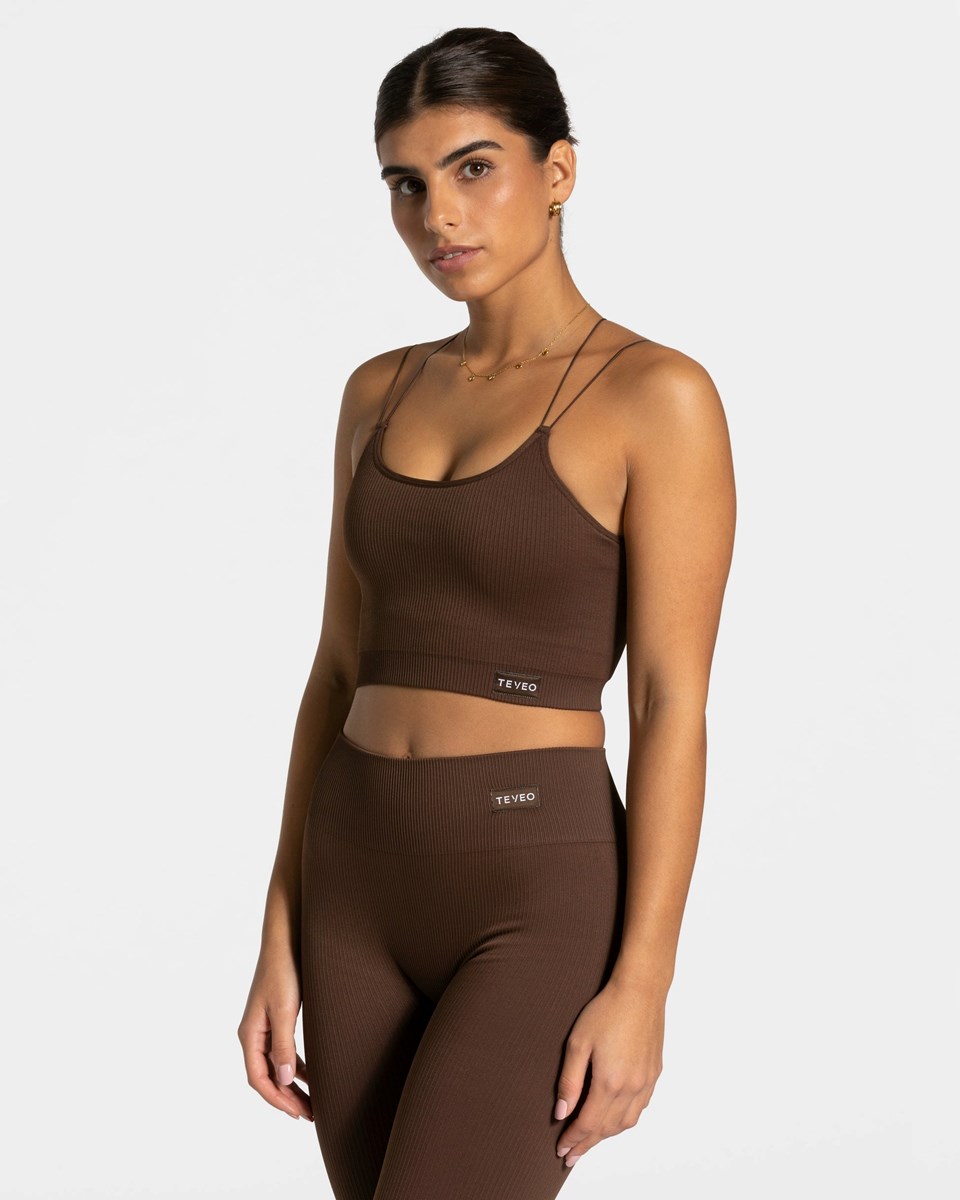 TEVEO Elegant Riemen Top Dunkelbraun | 701294DJM
