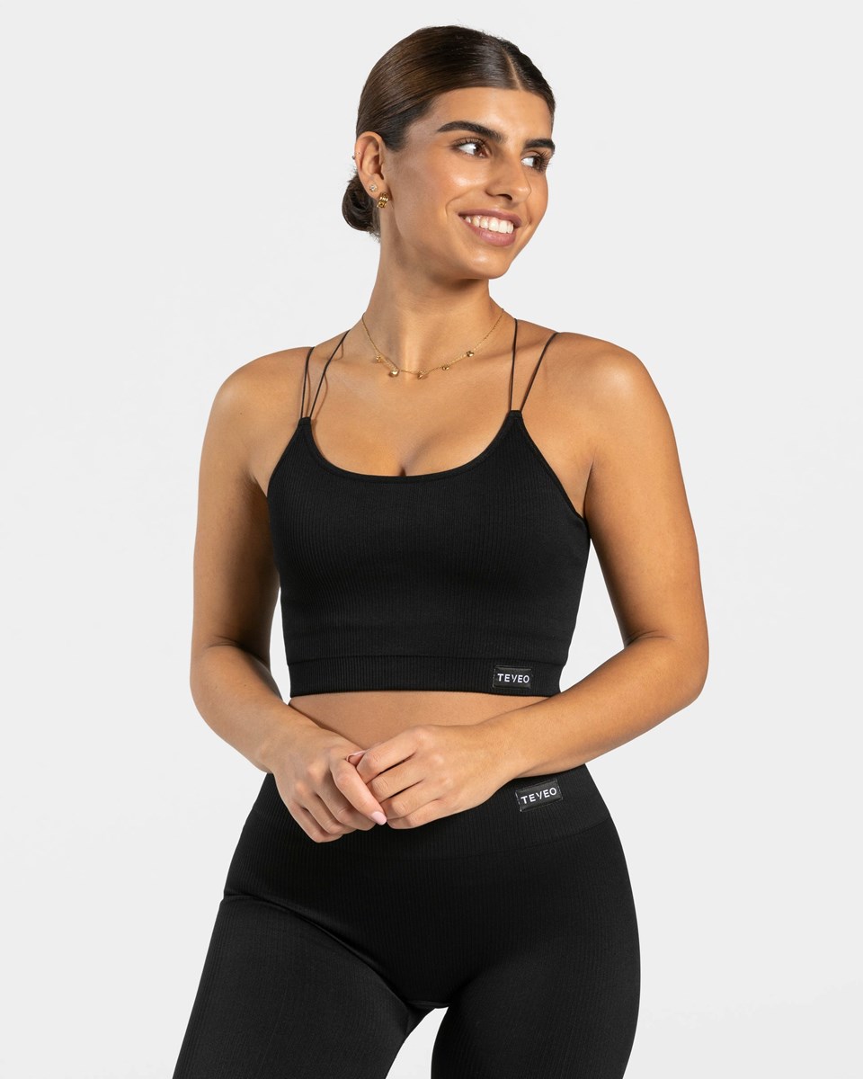 TEVEO Elegant Riemen Top Schwarz | 367251YGK