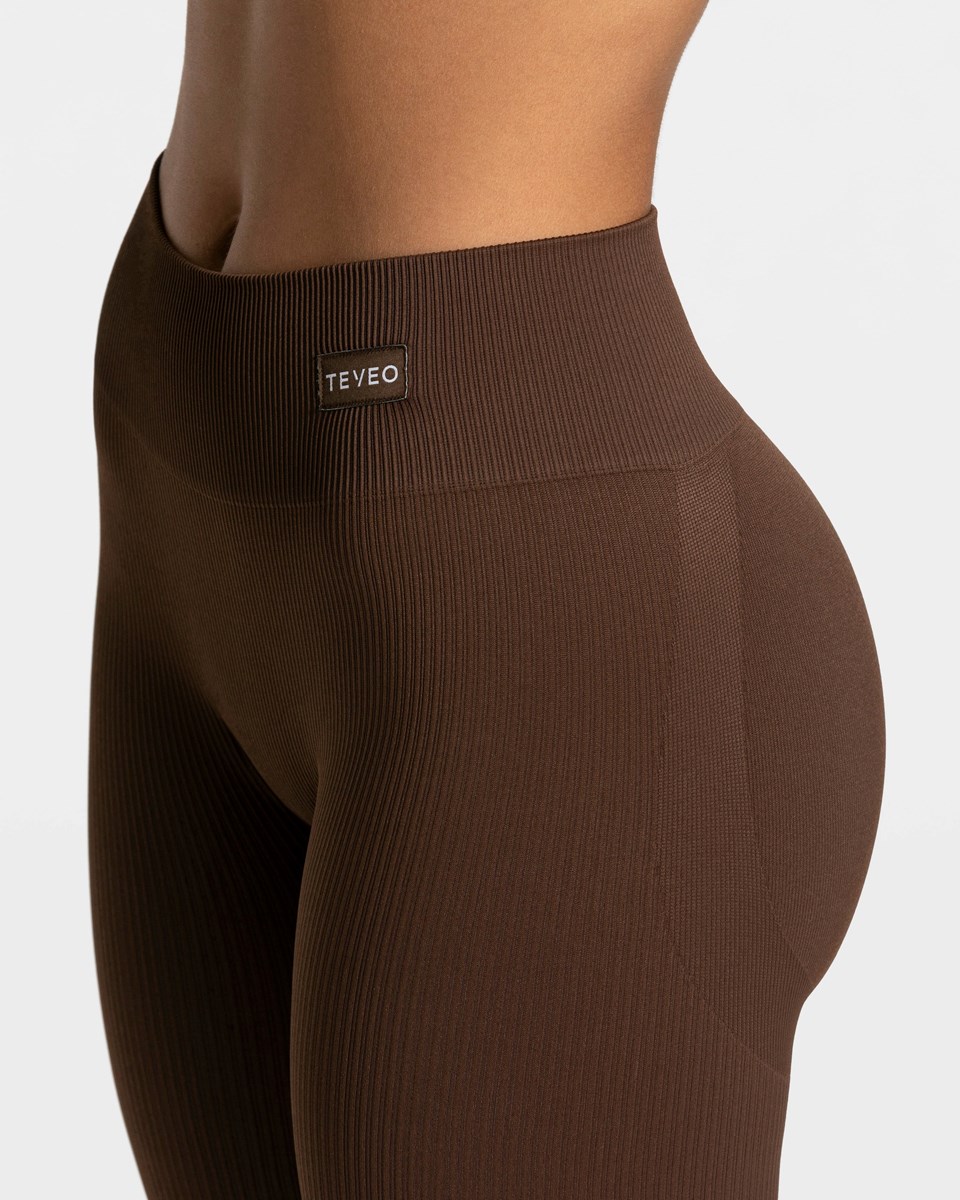 TEVEO Elegant Scrunch Leggings Dunkelbraun | 253481FRM