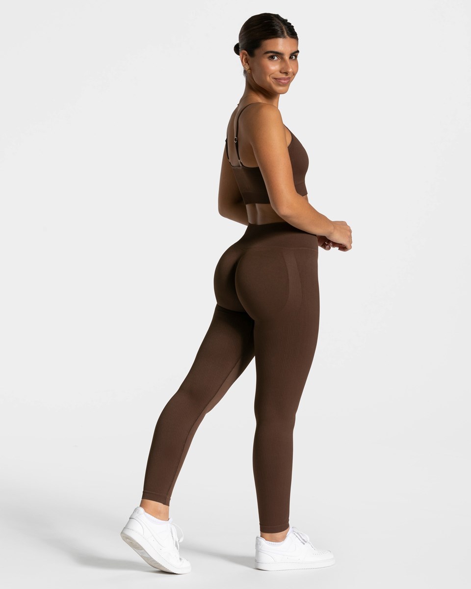 TEVEO Elegant Scrunch Leggings Dunkelbraun | 253481FRM