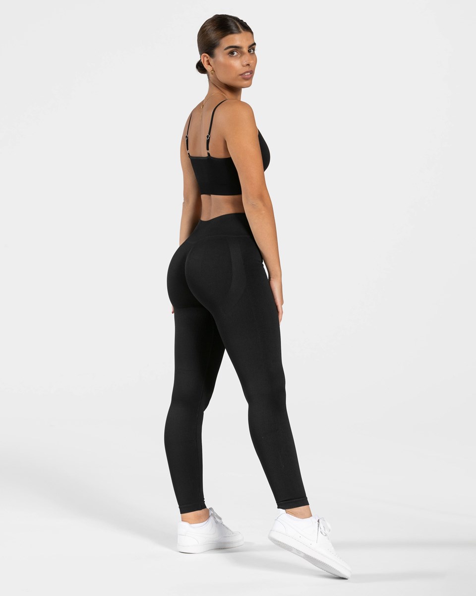 TEVEO Elegant Scrunch Leggings Schwarz | 581649MTY