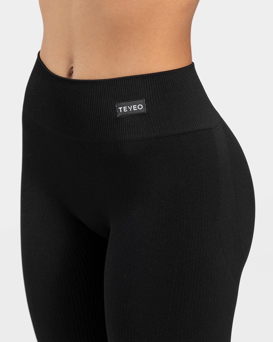 TEVEO Elegant Scrunch Leggings Schwarz | 581649MTY