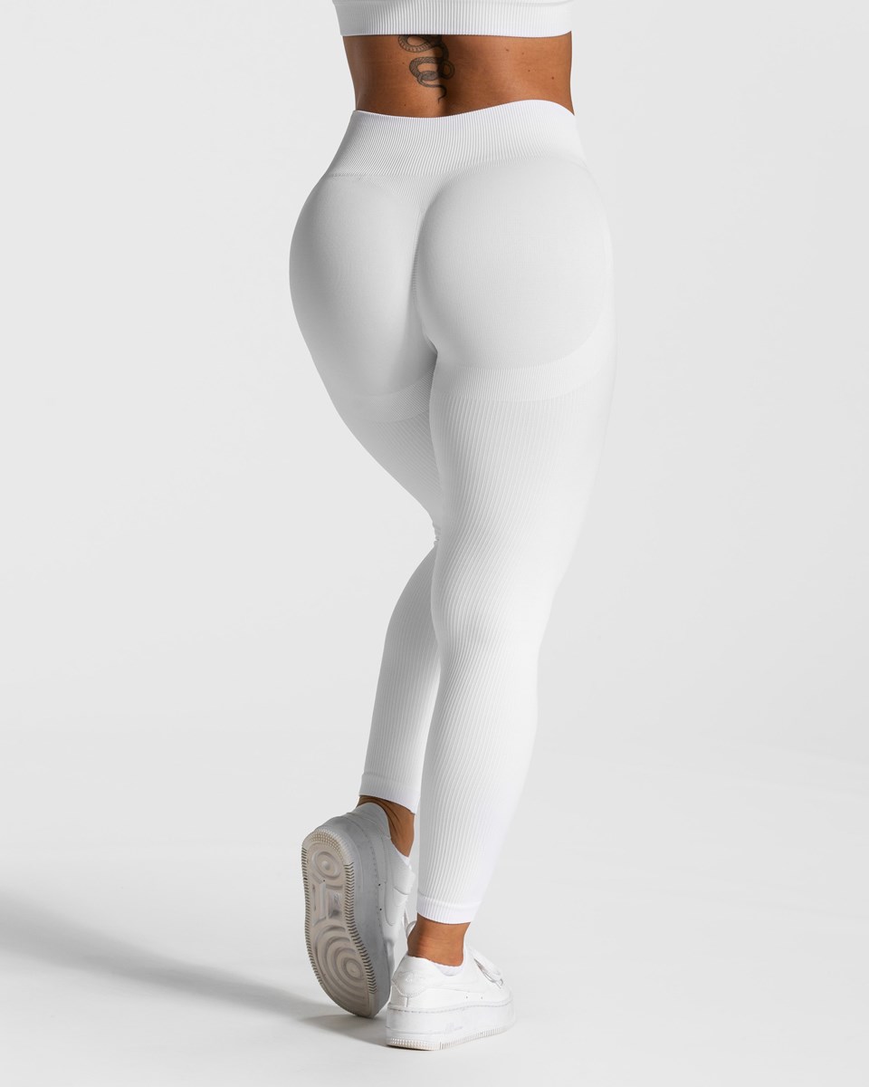 TEVEO Elegant Scrunch Leggings Weiß | 340162CJW