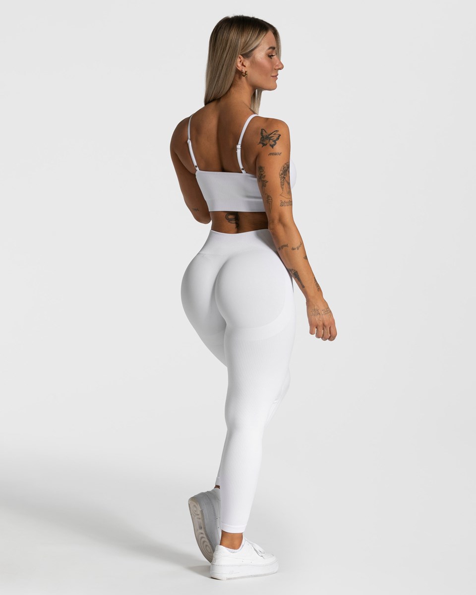 TEVEO Elegant Scrunch Leggings Weiß | 340162CJW