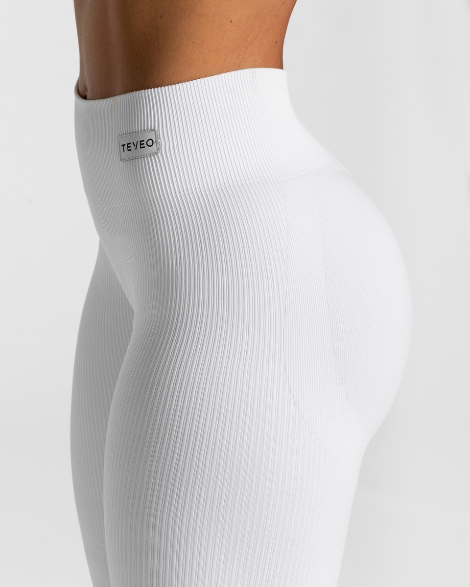 TEVEO Elegant Scrunch Leggings Weiß | 340162CJW