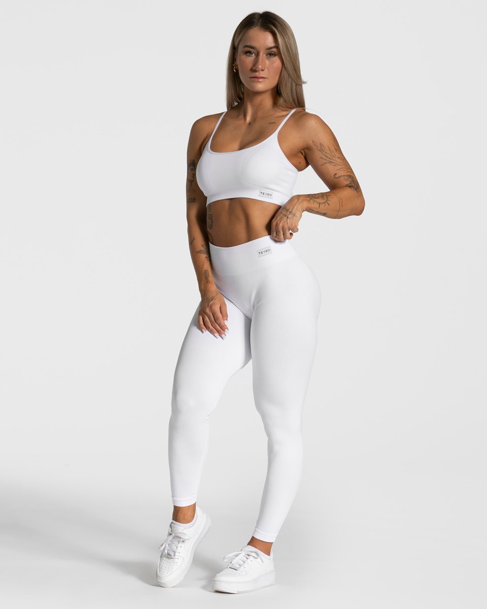 TEVEO Elegant Scrunch Leggings Weiß | 340162CJW