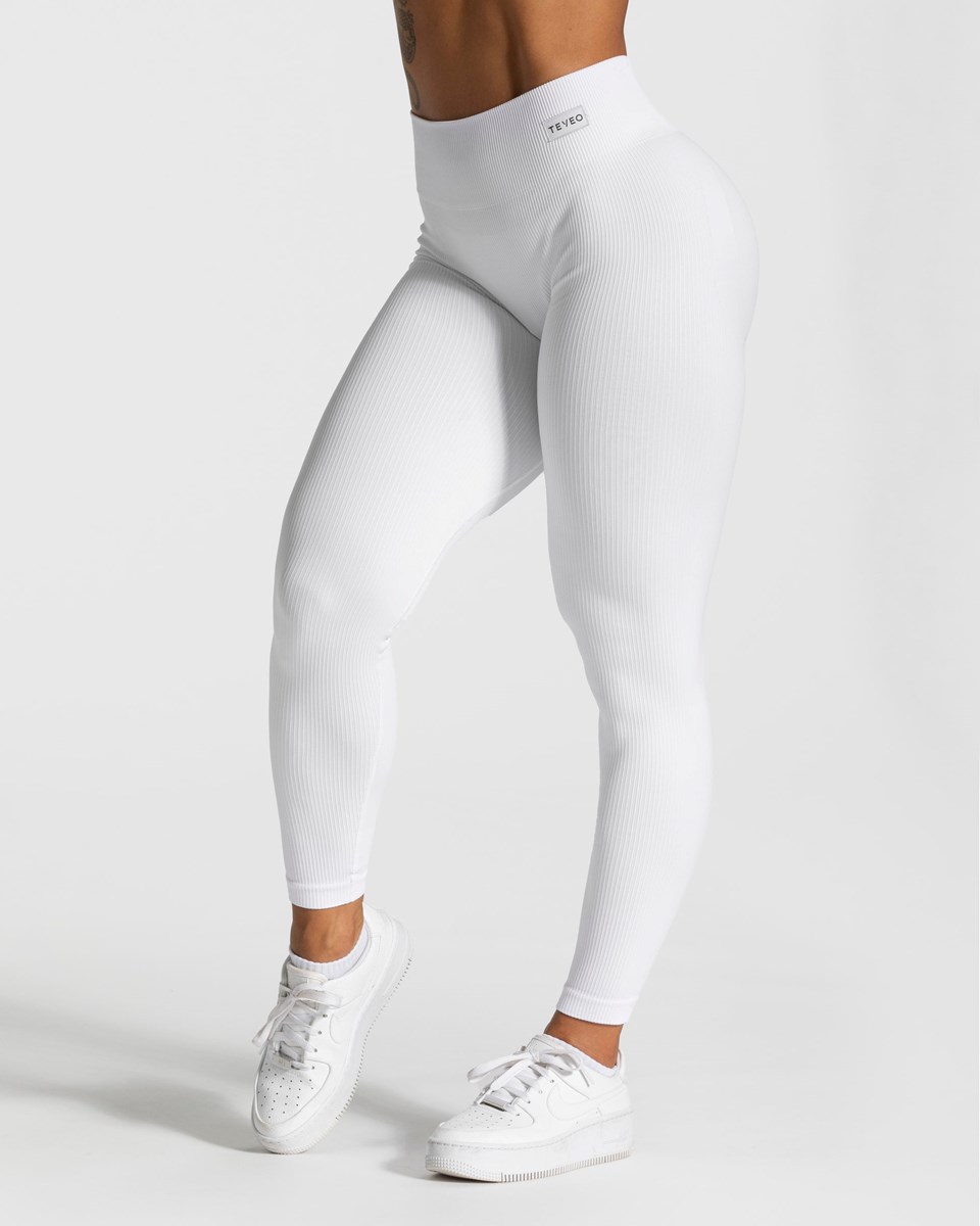 TEVEO Elegant Scrunch Leggings Weiß | 340162CJW