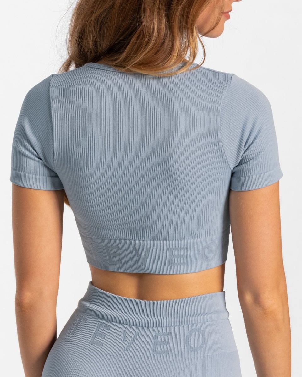 TEVEO Gerippt Crop Top Blau | 548726AZR