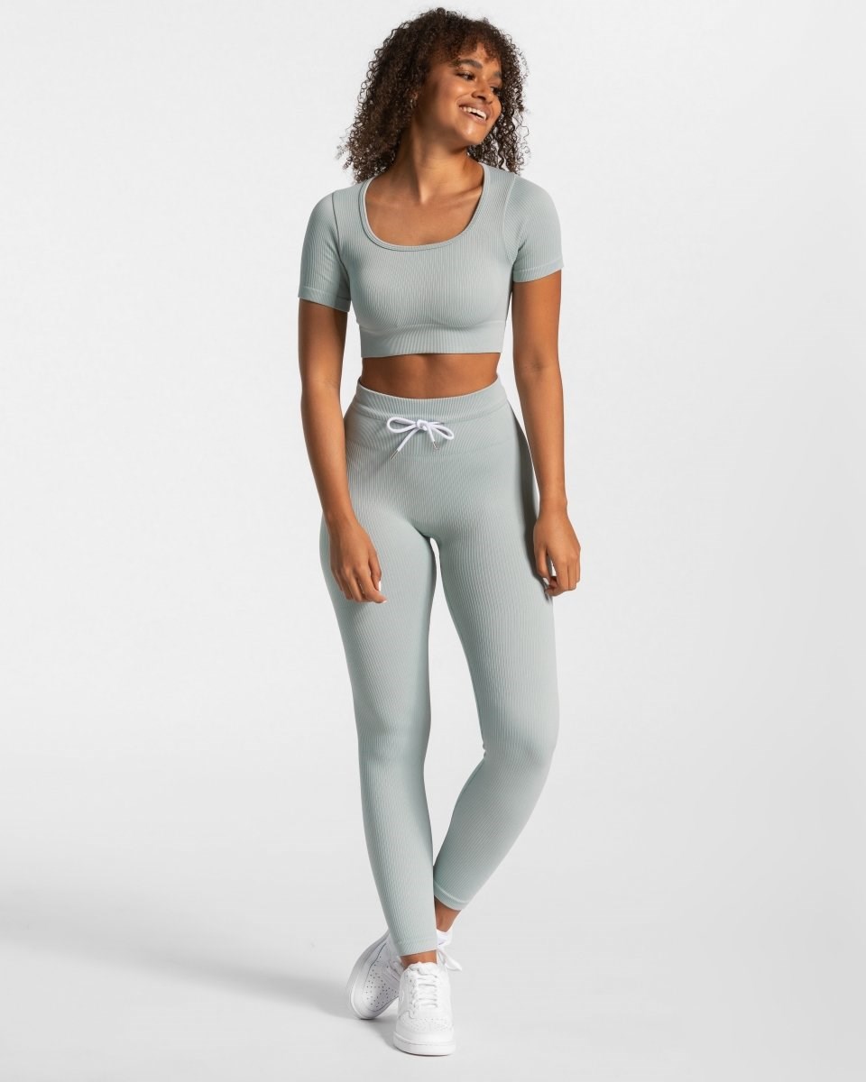 TEVEO Gerippt Crop Top Blau | 765930VYB