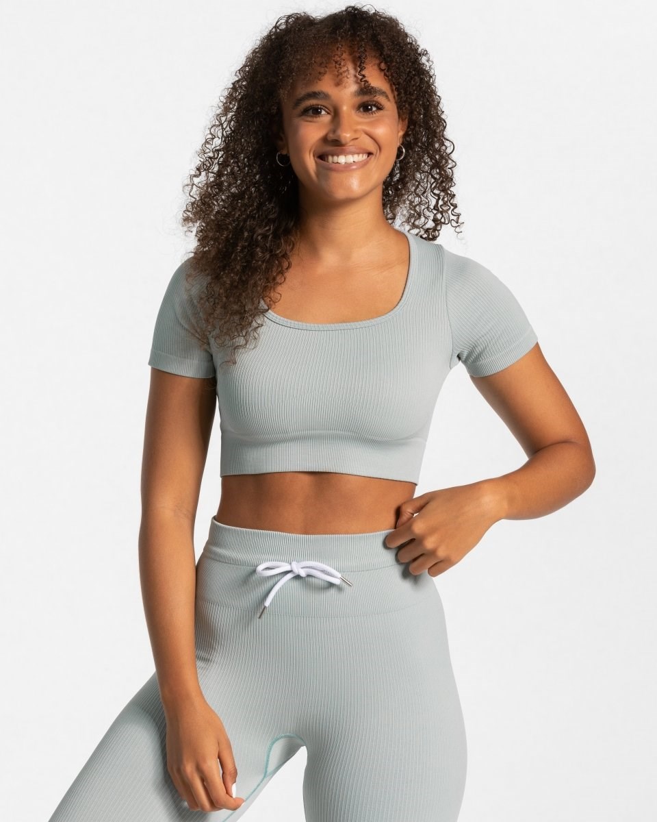 TEVEO Gerippt Crop Top Blau | 765930VYB
