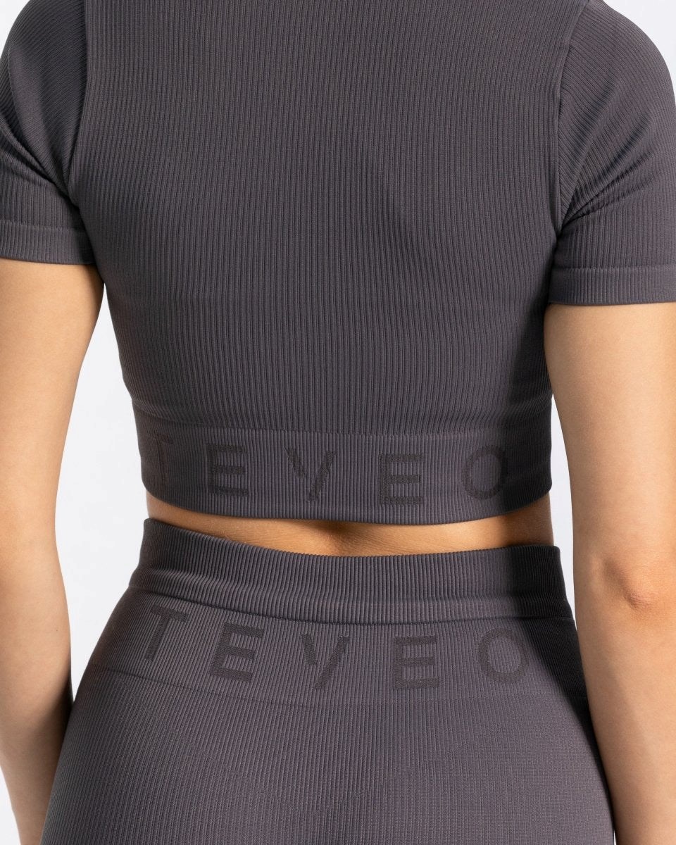 TEVEO Gerippt Crop Top Gray | 894163TMK