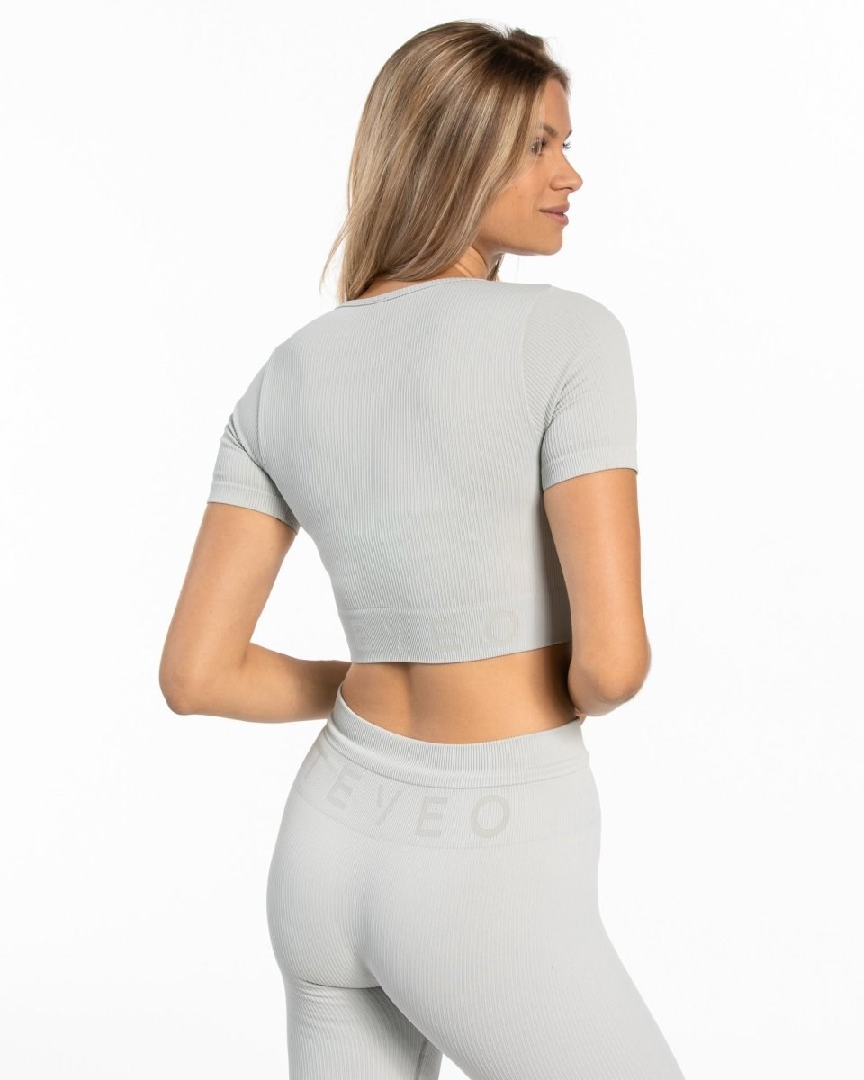TEVEO Gerippt Crop Top Hellgrau | 863704OAJ