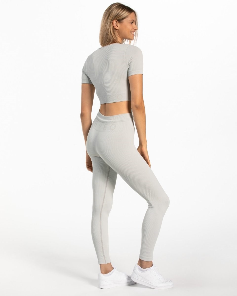 TEVEO Gerippt Crop Top Hellgrau | 863704OAJ