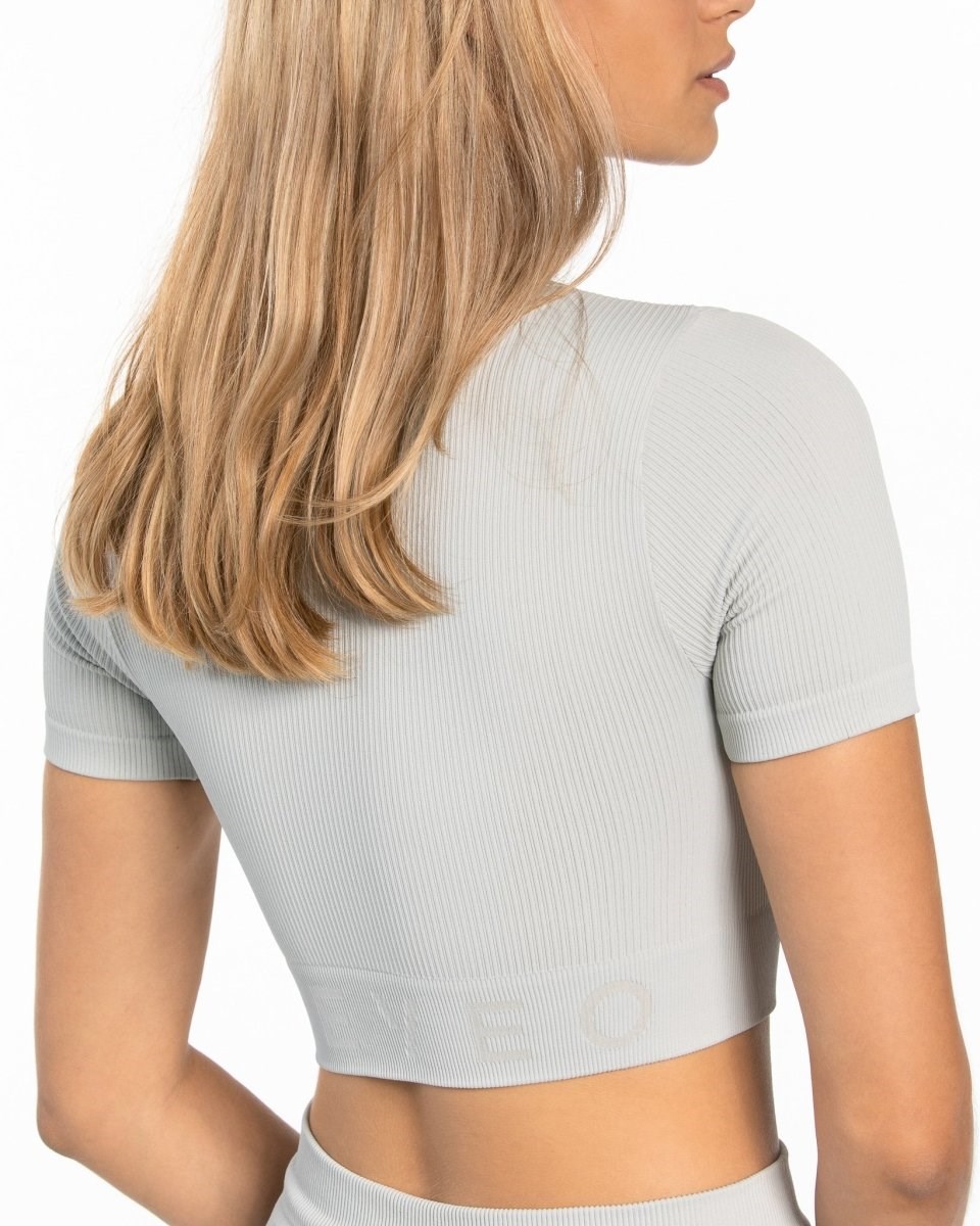TEVEO Gerippt Crop Top Hellgrau | 863704OAJ