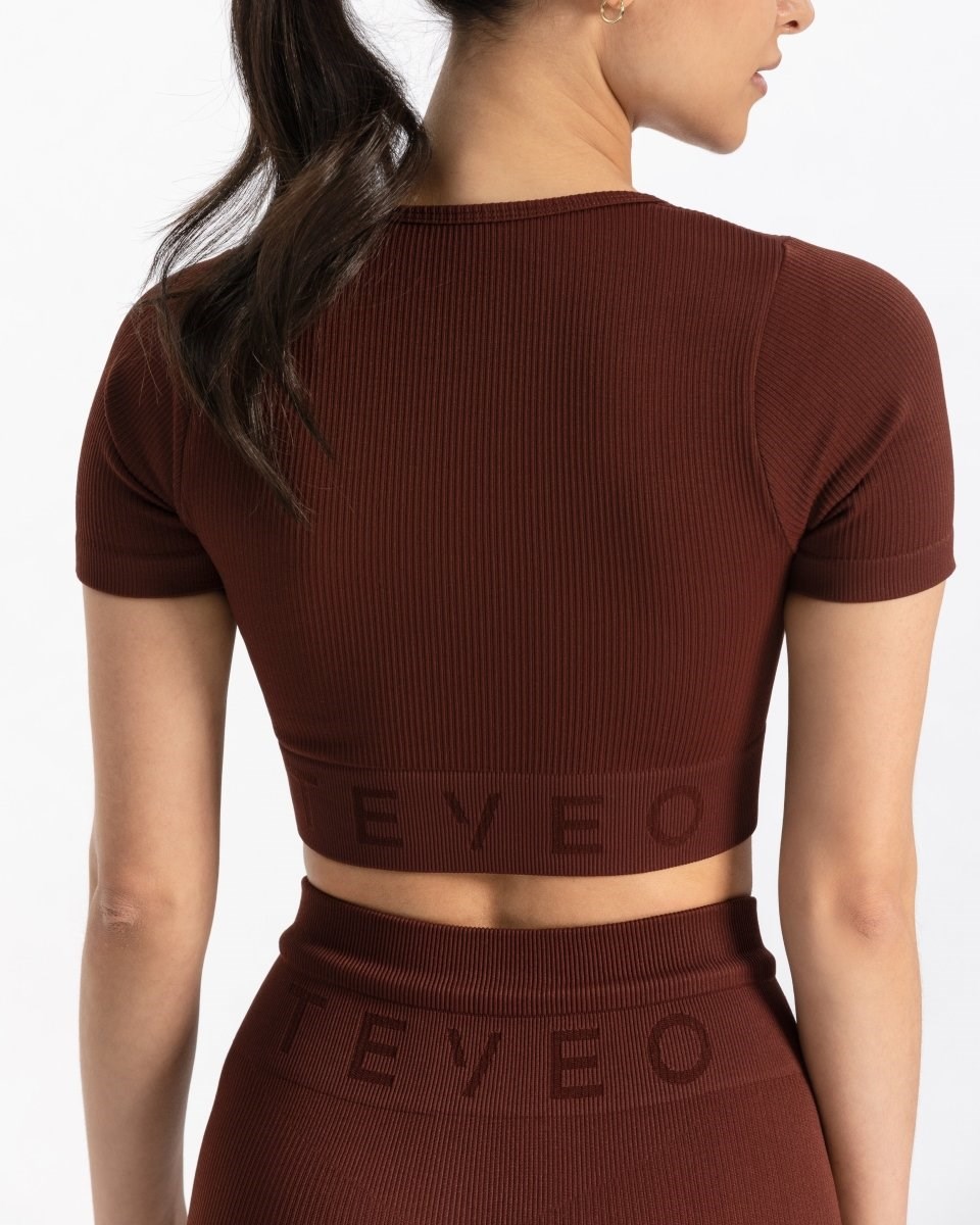 TEVEO Gerippt Crop Top Mahagoni | 596380QFU