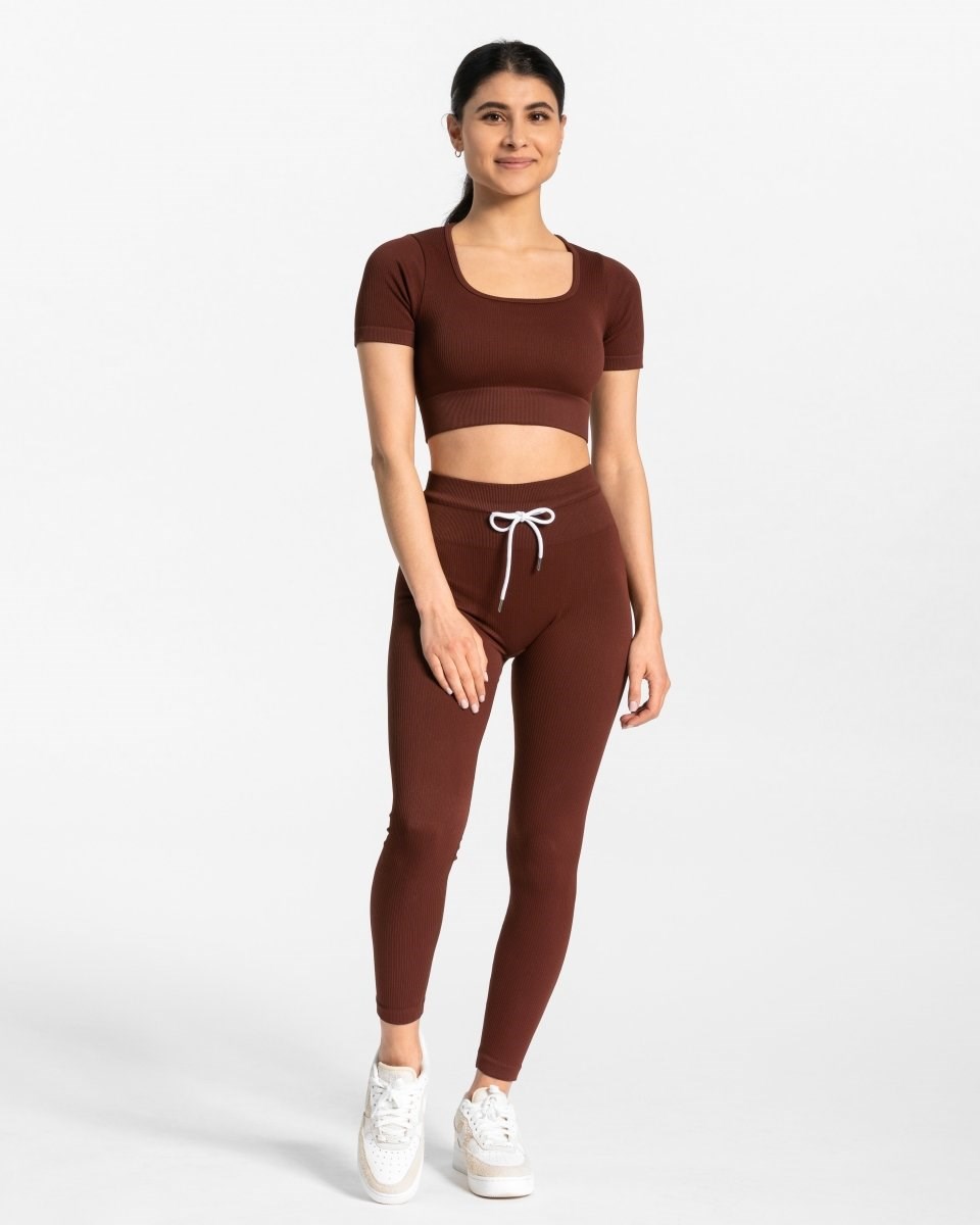 TEVEO Gerippt Crop Top Mahagoni | 596380QFU