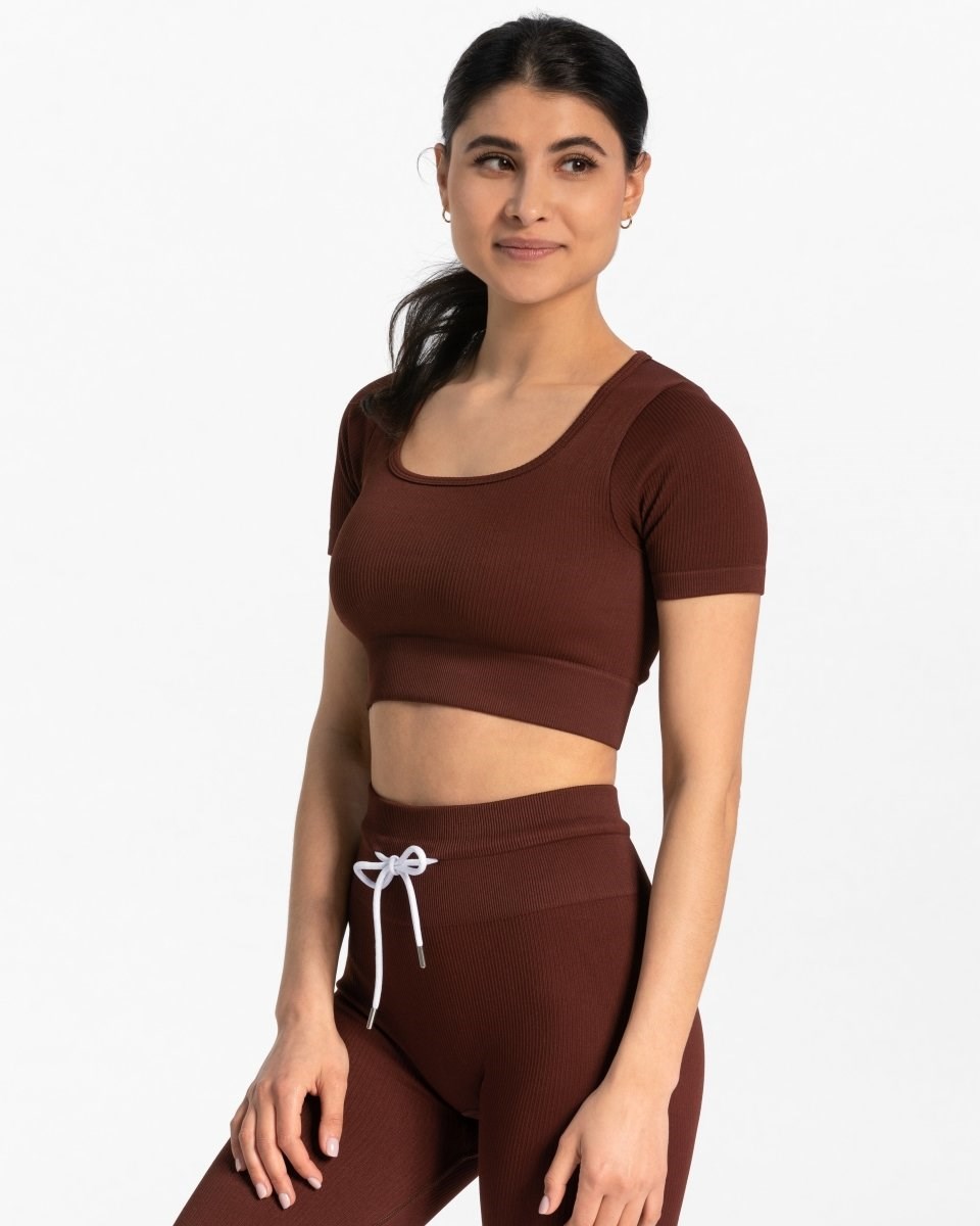 TEVEO Gerippt Crop Top Mahagoni | 596380QFU